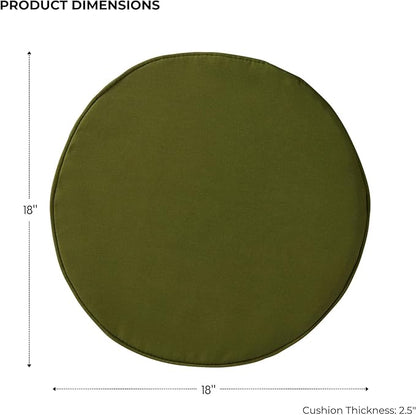 Set of 2 Outdoor 18 inch Round Patio Dining Chair Pads – Comfortable Fiber-Filled Seat Cushions with Ties, Reversible Polyester Fabric - Hunter Green
