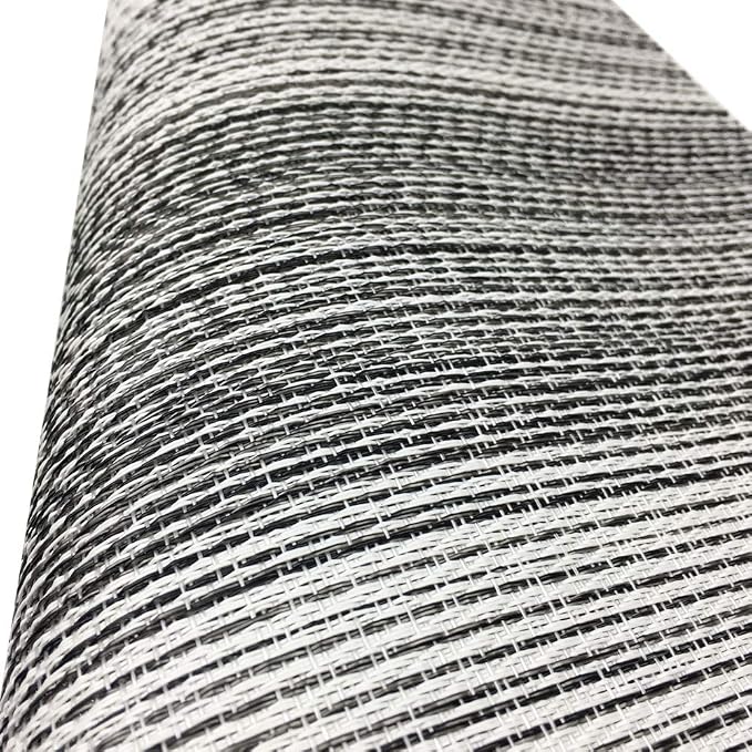 Placemat,Blending Color Durable Woven Vinyl Placemat Washable Heat-Resistant Anti-Skid Kitchen Dining Table Mats (Set of 6, Black with White)