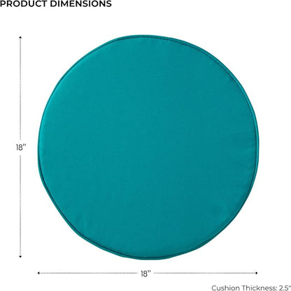 Set of 2 Outdoor 18 inch Round Patio Dining Chair Pads – Comfortable Fiber-Filled Seat Cushions with Ties, Reversible Polyester Fabric - Peacock