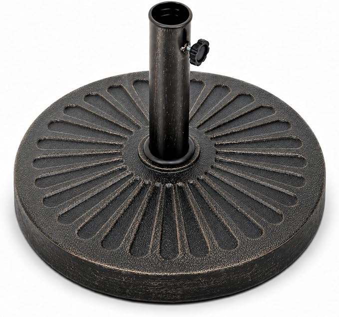 30.86 Lbs 18.11 Inch Round Umbrella Stand, Heavy Duty Weighted Base for Outdoor Market Parasols, Stable Holder for Patio Deck Lawn Garden Poolside, Black