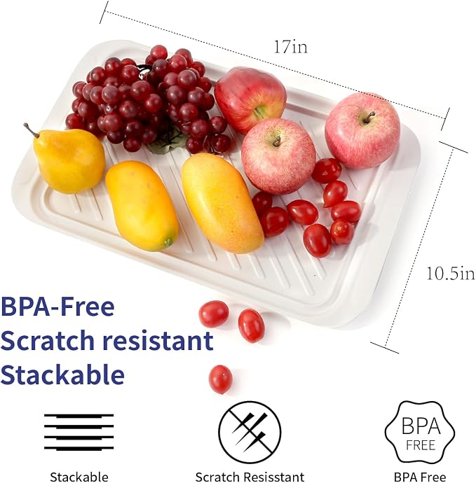 TP 17" x 10.5" Grilling Prep and Serve Trays, Set of 2, Blue&White | Melamine BBQ Trays, Serving Platters for Meats, Raw and Cooked Food Separation, Grill Accessories, Break-resistant