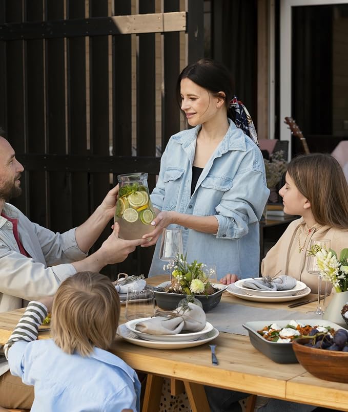 Quatish 32 Piece Plates and Bowls Sets for 8, Unbreakable Dinnerware Sets, Dish Set for Camping, Dishwasher Microwave Safe, Outdoor Kitchen and Apartment Dorm Dinning RV Essentials, Beige