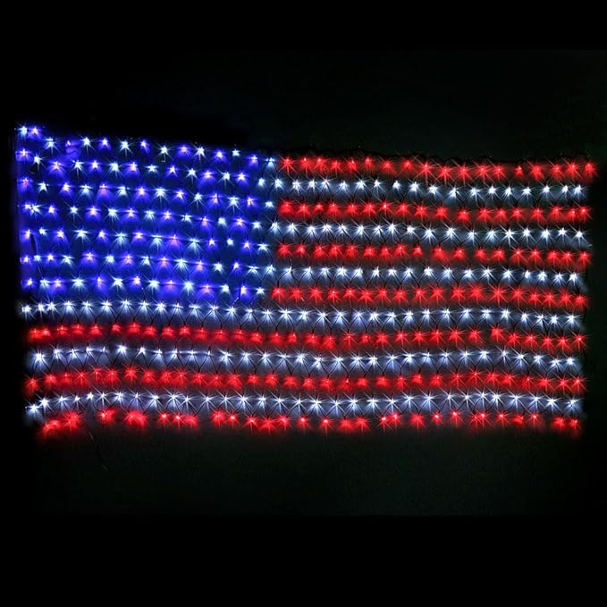 XTF2015 Led Flag Net Lights of The United States, American Flag Lights, Waterproof American Flag String Light for Outdoor, Independence Day, Memorial Day, Decoration, Garden, Indoor and Christmas