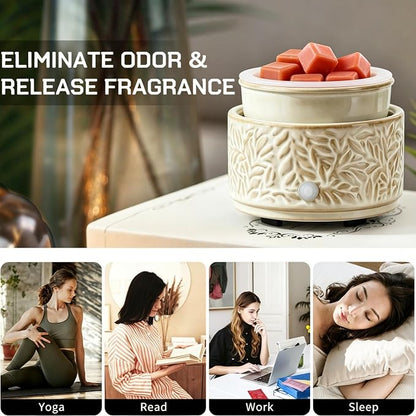 Wax Melt Warmer with Timer and Silicone Liner, 3-in-1 Ceramic Electric Scented Wax Burner for Home Aromatherapy, Fast Melting Fragrance Oil Warmer for Jar Candles Gifts for Women