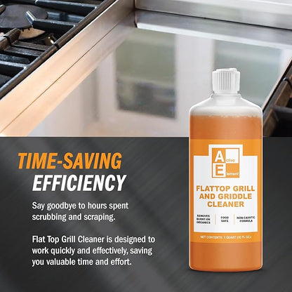 Flat Top Grill Cleaner – 32 fl oz (Pack of 4) | Griddle Cleaner, Food Safe, Non-Caustic, Removes Burnt-On Residue, Blackstone Compatible