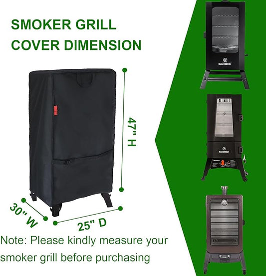 Outdoor Electric Smoker Cover for Masterbuilt 40",Pit BOSS 77700/77550 PBV3P1,Dyna-Glo 36" & 43",Broil King 923617 SmokeWaterproof Vertical BBQ Smoker Cover (25" W x 30" D x 47" H)