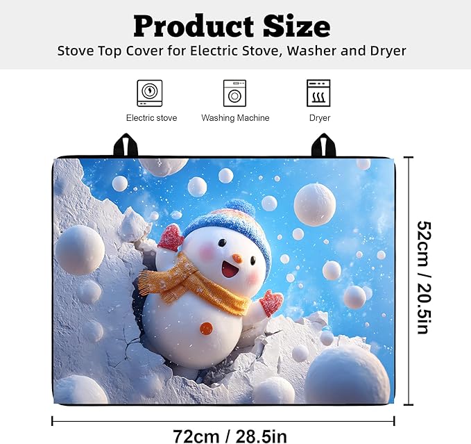 Christmas Multi-Design Stove Cover for Glass/Electric Stoves - 3-in-1 Heat-Resistant Protector Mat, Non-Slip Drying Rack 28"x20"