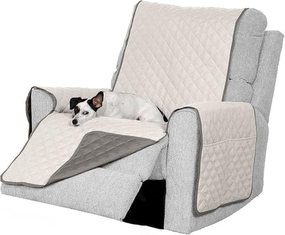 Furhaven Water-Resistant & Reversible Recliner Chair Cover Protector w/ Side Pockets for Dogs, Cats, & Children - Two-Tone Pinsonic Quilted Living Room Furniture Cover - Gray/Mist, Recliner