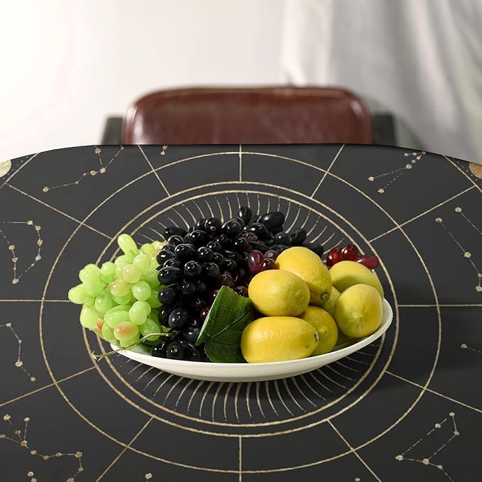 Retro Sun Moon Phases Tablecloth Vintage Star Magical Galaxy Space Table Cloth Water Resistant Wipeable Table Cover for Farmhouse Picnic Party Holiday Kitchen Dinner Table 55"x55"