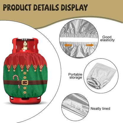Santa Claus Propane Tank Cover 20lb Waterproof Gas Tank Cylinder Cover for Outdoor Easy to Install RV Gas Cylinder Protector for All Season Gift for Christmas