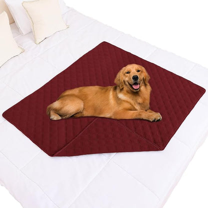 Smiry Waterproof Reversible Pet Couch Covers for Dogs | Pet Friendly, Soft Fabric, Washable Sofa Furniture Protector for Dogs Cat Kids, Checkered (40"x50", Wine Red/Wine Red)