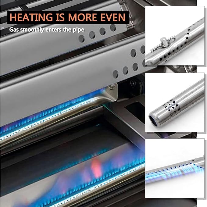 Hongso 463372017 463348017 Replacement Parts for Charbroil Signature 3 Burners Gas Grill Models, Heat Plates G470-0004-W1, Burner Tubes G470-5200-W1, Crossover Tubes, 17 3/4" x 3/5" Flavorizer Bars