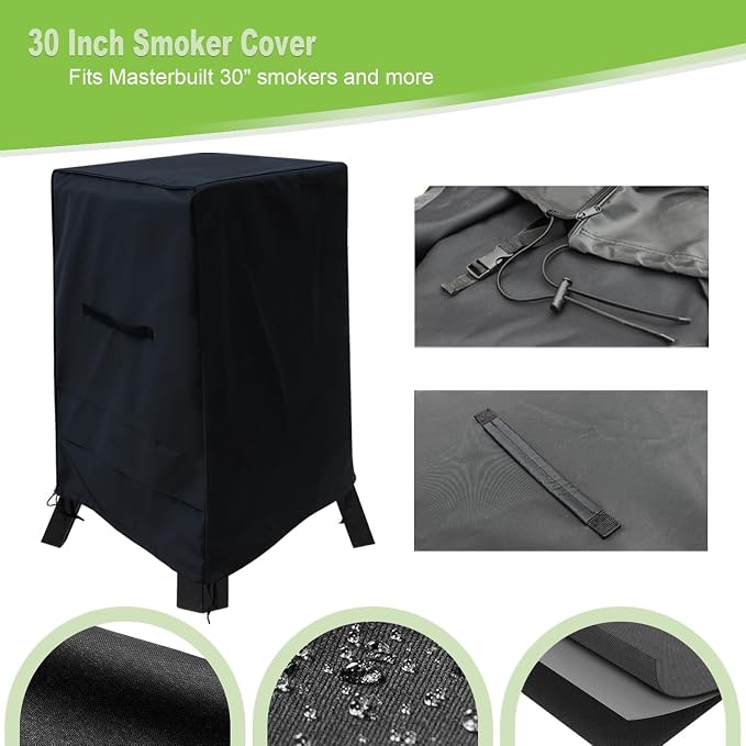 Smoker Cover for Pit Boss 2 Series and Masterbuilt Vertical Gas Smoker | 600D Heavy Duty Smoker Cover Compatible for Pit Boss 2 Series Smoker and Masterbuilt/Smoke Hollow 30 in Vertical Gas Smoker