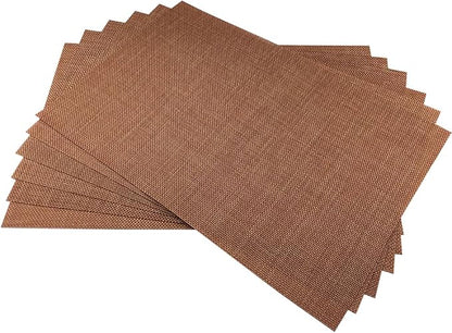 WAZAIGUR Placemats,Easy to Clean Crisscross Woven Vinyl Place Mats Durable Non-Slip Heat Resistant Table Mats,Placemats for Kitchen Table Set of 6,Rust Red