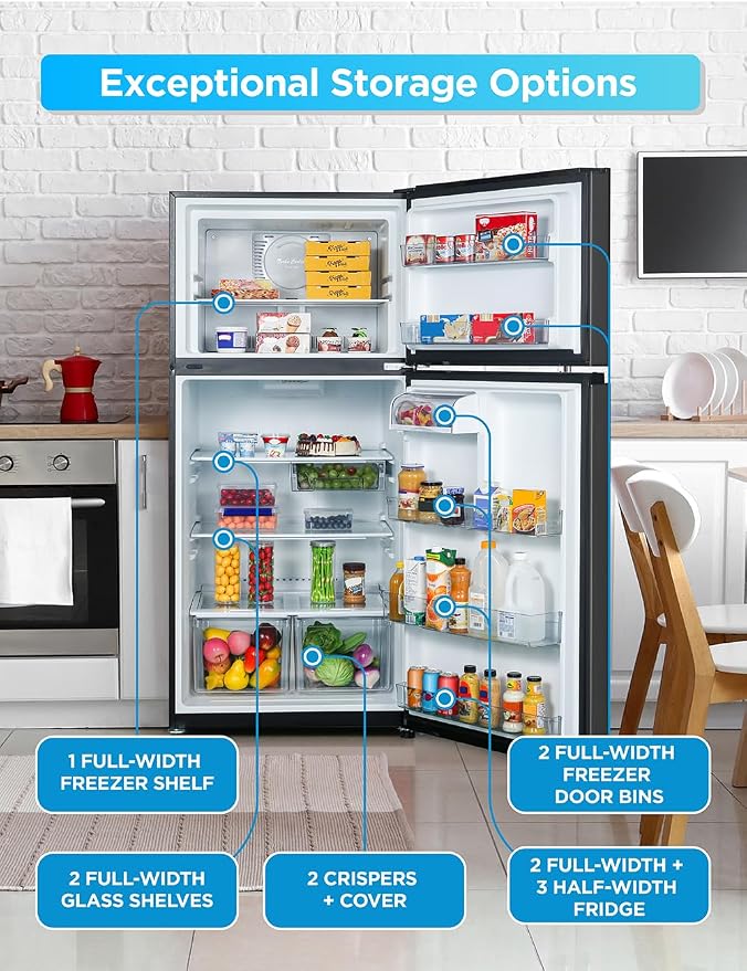 Commercial Cool 20 Cu. Ft. Top Mount Refrigerator with Freezer, 2-Door Refrigerator with Top Freezer and Adjustable Temperature Control, Ice Maker Ready, Energy Star Certified, Black | 2-Door Refrigerator with Top Freezer, Adjustable Temperature Contro...