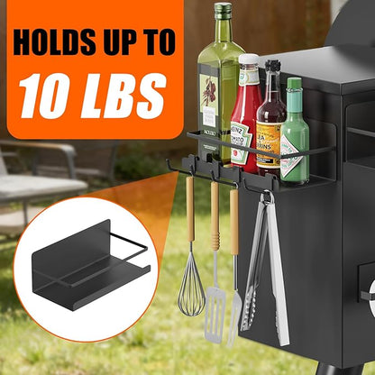 2 Pack of Magnetic Storage Bins for Pellet Grills, Smoker Grill Accessories & Caddy Shelf, Grill Storage Racks with Paper Towel Holder Compatible with Traeger/Pit Boss/Z Grills