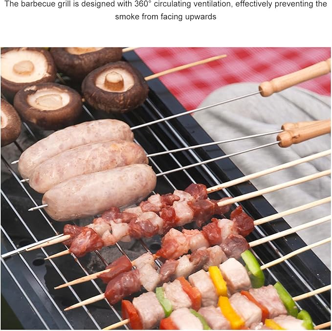 Portable Stainless Steel Folding Charcoal Grill Good Heat Conductivity Anti Tipping BBQ for Camping Picnics