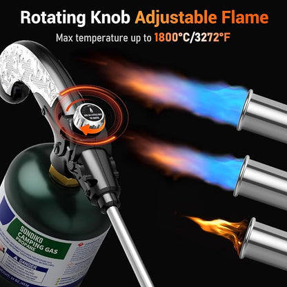 Sondiko Propane Torch Weed Burner, High Output Weed Torch Flamethrower, 30" Detachable Long Arm Heavy Duty Blow Torch For Garden, Wood, Ice, Snow, Melting(PROPANE TANK NOT INCLUDED)
