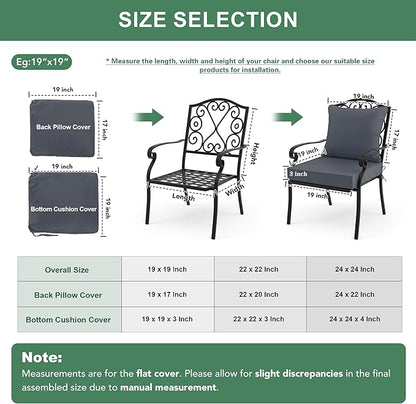 Summsun Outdoor Cushions for Patio Furniture, 22 x 22 in, Dark Grey, 1 Set | Double-Sided Water Resistant, Removable Cover, Back Pillow & Seat Cushion, Tie Straps, Fit for Patio, Garden, Sofa Couch
