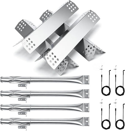 Hisencn Grill Replacement for Home Depot Nexgrill 720-0830H, 720-0830D, 720-0783E, 720-0888, BHG 720-0783H Gas Grill Pipe Burner and Stainless Steel Heat Plates Tent Shield Replacement Kit | Stainless Steel Burner and Heat Tent Replacement Parts for Ne...