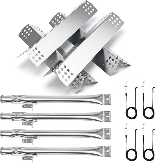 Hisencn Grill Replacement for Home Depot Nexgrill 720-0830H, 720-0830D, 720-0783E, 720-0888, BHG 720-0783H Gas Grill Pipe Burner and Stainless Steel Heat Plates Tent Shield Replacement Kit | Stainless Steel Burner and Heat Tent Replacement Parts for Ne...