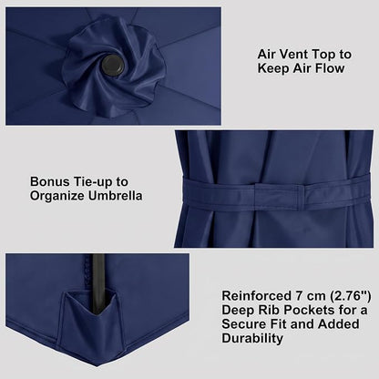 11FT Cantilever Patio Umbrella Replacement Canopy, 8 Ribs 64"-66", Upgraded 600D 220GSM Heavy-Duty Fabric, Waterproof & UV Resistant (Canopy Only)