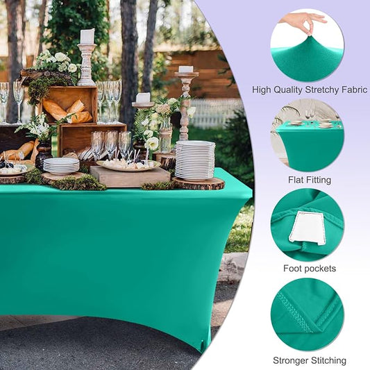 ABCCANOPY 6FT Spandex Table Cover, Stretch Fitted Tablecloth, Turquoise | Rectangular Tight, Fitted, Washable and Wrinkle Resistant Table Protector for Wedding, Banquet,Birthday, Party, Event
