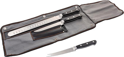 Oklahoma Joe’s Blacksmith 3‑Piece BBQ Knife Set – Full‑Tang Meat Knives with Riveted Handles & Storage Roll