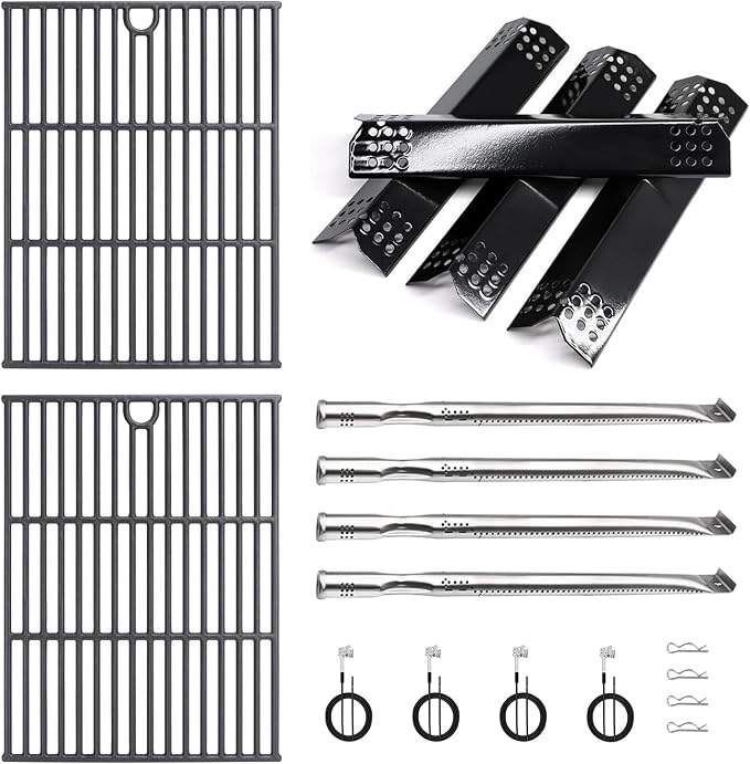 Grill Parts Kit, 2-Pack Cooking Grates, 4-Pack Heat Plates, 4-Pack Burners and Igniters for Expert Grill 4 Burner 720-0789 series, for Expert Grill Replacement Parts XG19-101-002-02, XG1136207123002