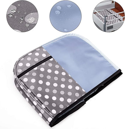 Luxja Dust Cover Compatible with Ninja Foodi Grill (AG301, AG302, AG400), Cover with Storage Pockets, Gray Dots