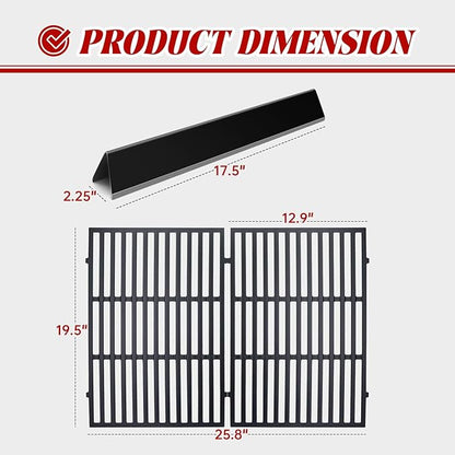 7620 7621 Flavorizer Bars for Weber Genesis 300 Series, E310, S310, E320, E330, S330, EP310, EP320, EP330 Grill with Front-Mounted Control (Cast Iron, 7620+7524)