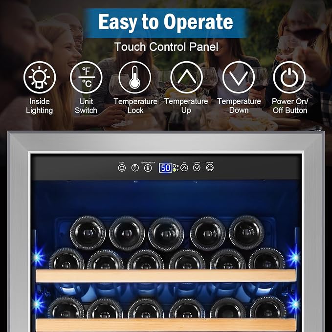 24" 190-Bottle Freestanding Wine Cooler, Low Noise with Sliding Shelves | Professional, Reversible door, Built-in/freestanding, Digital temp, Energy efficient, Tall design, Home or commercial use