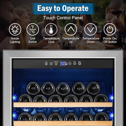 24" 190-Bottle Freestanding Wine Cooler, Low Noise with Sliding Shelves | Professional, Reversible door, Built-in/freestanding, Digital temp, Energy efficient, Tall design, Home or commercial use