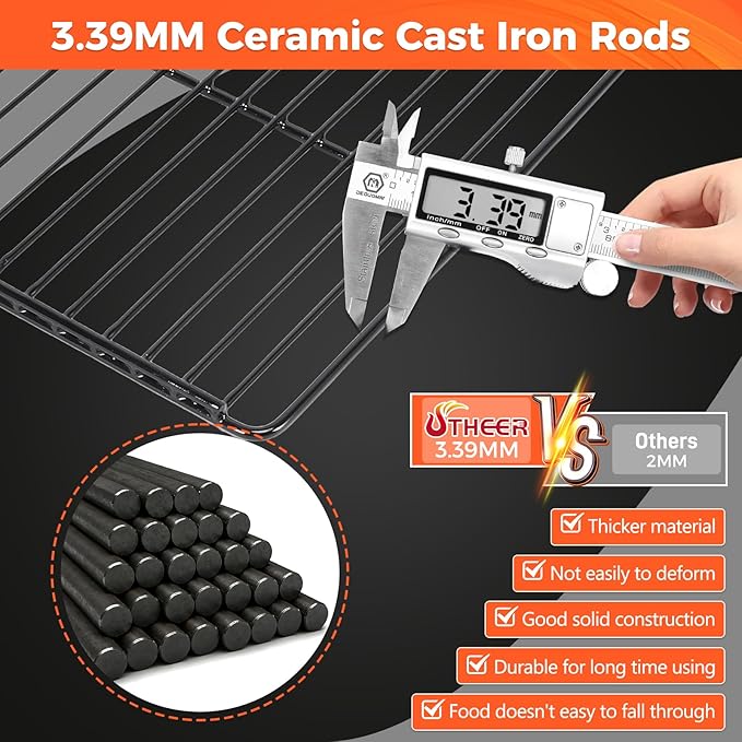 Utheer Cast Iron Porcelain-Enamel Cooking Grates for 4 Series Vertical Pellet Smoker - Onyx Edition PBV4NX, 5 Pack Smoking Rack Set 19.76" × 12", Replacement Smoker Racks