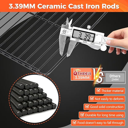 Utheer Cast Iron Porcelain-Enamel Cooking Grates for 4 Series Vertical Pellet Smoker - Onyx Edition PBV4NX, 5 Pack Smoking Rack Set 19.76" × 12", Replacement Smoker Racks