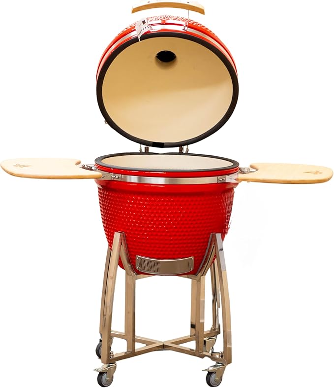 23" Kamado Grill COALS by Comfortbilt Ceramic Grill 487 Sq Inches Cooking Charcoal Grill Smoker (Red)
