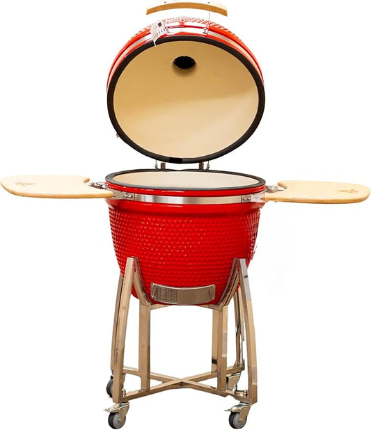 23" Kamado Grill COALS by Comfortbilt Ceramic Grill 487 Sq Inches Cooking Charcoal Grill Smoker (Red)