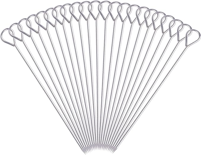 8 Inch Metal Kabob Skewers, BBQ Skewers,Reusable Stainless Steel Barbecue Skewer Sticks for Grilling Kebob Meat Chicken Vegetable Appetiser,Pack of 30 (8 inch Skewers 30P)