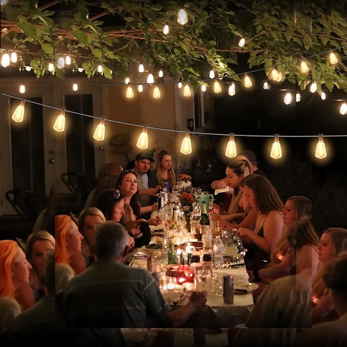Outdoor String Lights 20FT - LED Waterproof Patio Lights Shatterproof ST38 Edison Bulbs, Connectable Hanging Vintage Lights for Outside Indoor Garden Backyard Deck Porch Party Decor