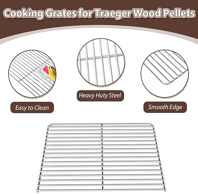 BAC475 Grill Grates Replacement for Traeger Ranger TFT18KLD Grill Replacement Parts, Stainless Steel Cooking Grate for TFT18KLH Traeger Wood Pellets Grill for Camp, Tailgating and Outdoor Cooking