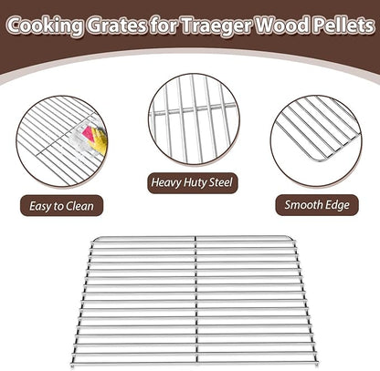 BAC475 Grill Grates Replacement for Traeger Ranger TFT18KLD Grill Replacement Parts, Stainless Steel Cooking Grate for TFT18KLH Traeger Wood Pellets Grill for Camp, Tailgating and Outdoor Cooking