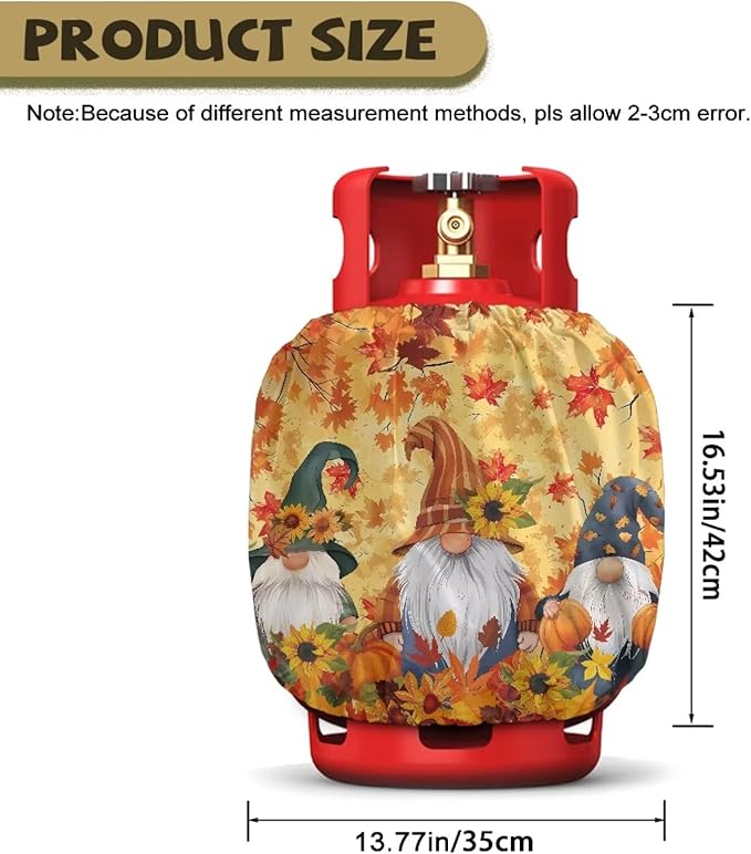 Fall Propane Tank Cover 20lb Maple Gas Tank Cylinder Cover with Elastic Edge RV Gas Cylinder Storage Pocket for Outdoor Camping Yard Party