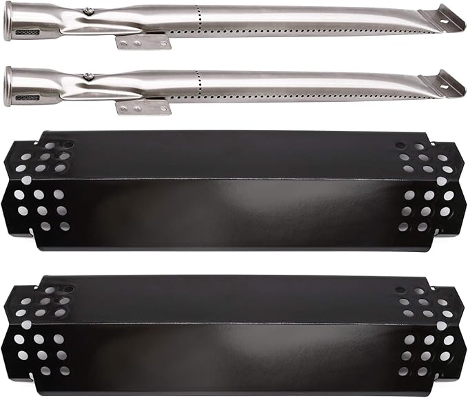 Replacement Parts for Nexgrill 720-0864 720-0864M Grill Models, 2 PCS Flame Tamers Heat Shield Plates and 2 Burners Replacement for Nexgrill Evolution 720-0864M Home Depo, Nexgrill 720-0864 Grills