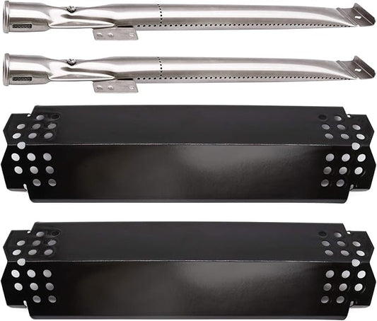Replacement Parts for Nexgrill 720-0864 720-0864M Grill Models, 2 PCS Flame Tamers Heat Shield Plates and 2 Burners Replacement for Nexgrill Evolution 720-0864M Home Depo, Nexgrill 720-0864 Grills