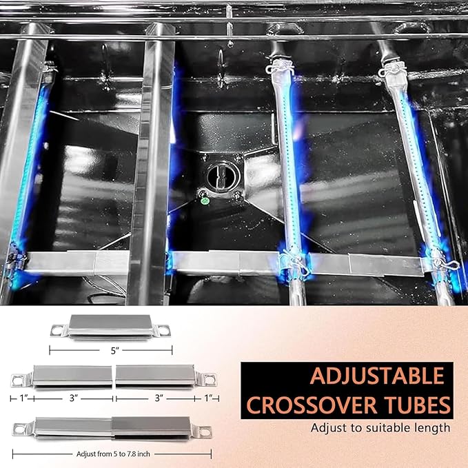 Hongso 463372017 463348017 Replacement Parts for Charbroil Signature 3 Burners Gas Grill Models, Heat Plates G470-0004-W1, Burner Tubes G470-5200-W1, Crossover Tubes, 17 3/4" x 3/5" Flavorizer Bars