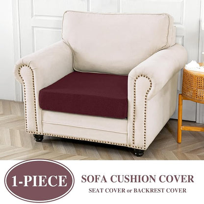 LA MEACK Couch Cushion Cover Seat Cushion Cover Stretch Armchair Cover Separate Sectional Sofa Slipcovers Furniture Protector(1 Piece for Seat or Sofa Backrest, Burgundy)