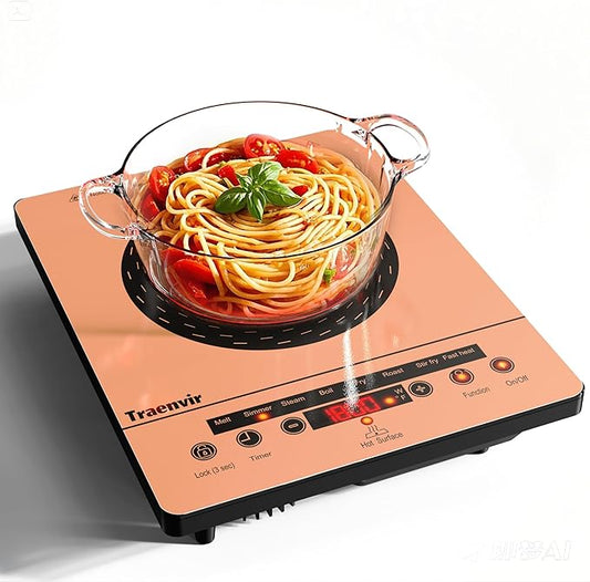 Single Burner Electric Cooktop, One Burner Ceramic Stove 1800W, Portable Electric Cooktop with Touch Control, Child Safety Lock, 4 Hour Timer, Overheat Protection, 110V-120V Plug in, Orange