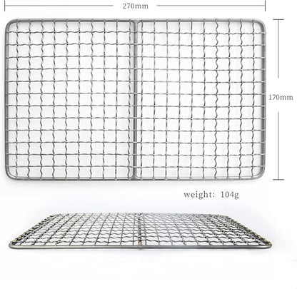 TiTo Titanium BBQ Net Grill Portable Ultralight Non-Stick Meat Grill Grate for Home Garden Outdoor Camping Picnic Hiking Charcoal Holder with Storage Bag (A)