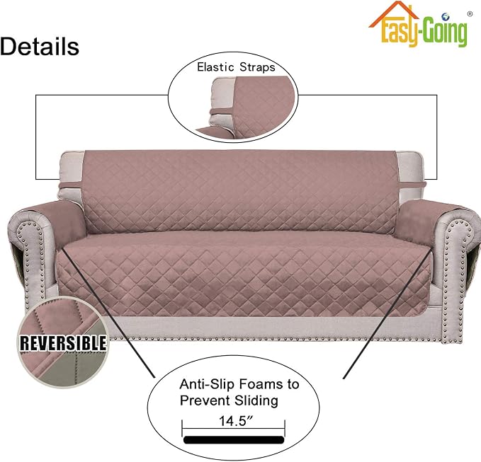 Easy-Going Reversible Couch Cover, Small Chair, Pink/Beige | Machine Washable Slipcover For Dogs, Water Resistant Furniture Mat For Living Room, Non-Slip Sofa Cover, Pet Friendly