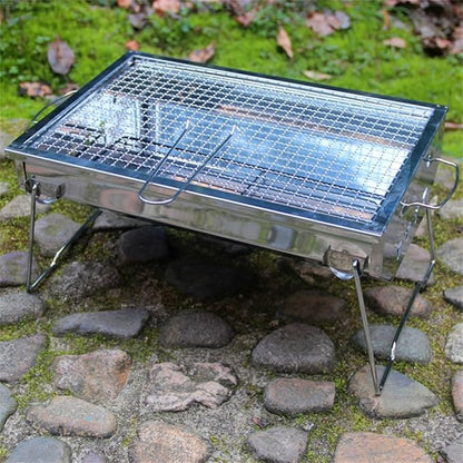 Portable Charcoal Grill for Camping BBQ Grills, Outdoor Barbecue Grill Stainless Steel Folding Barbecue Stove, Lightweight Camping Grill with Detachable Rack,40 * 27 * 17Cm-D